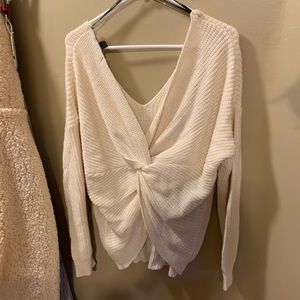White tie back sweater